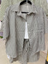 Summer Short Sleeves Strips Shirts With Short and Crop Camisoley